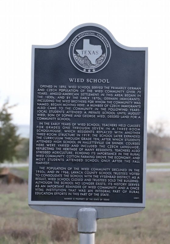 Wied School Marker. Click for full size. Wied School Marker image. Click for full size.