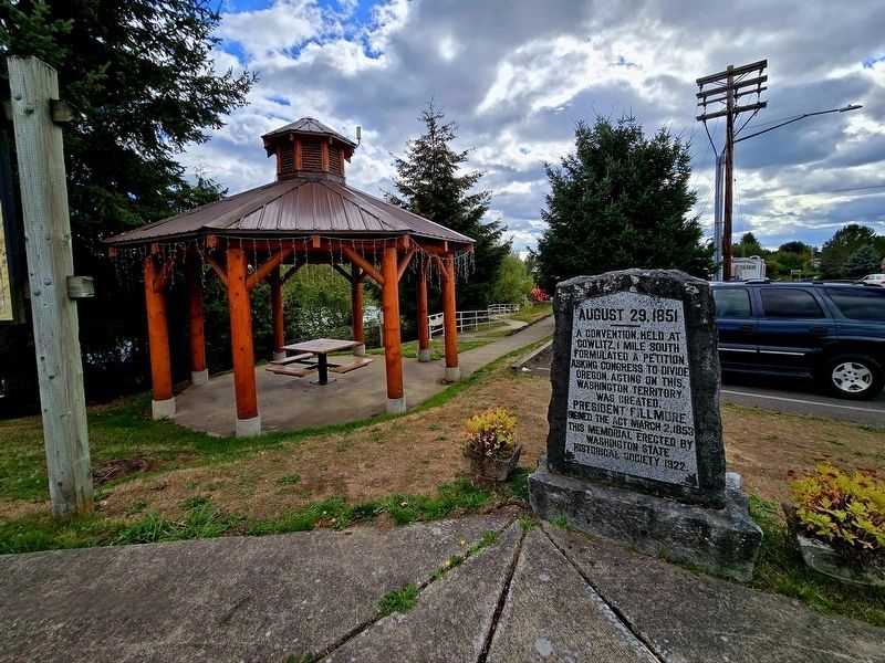 The marker is near a gazebo.. Click for full size. The marker is near a gazebo. image. Click for full size.