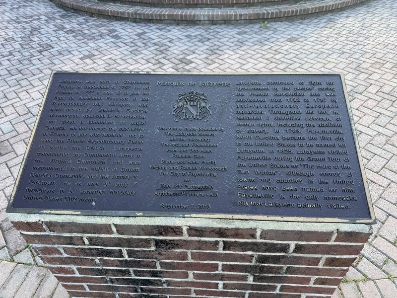 Marquis de Lafayette Marker. Click for full size. Marquis de Lafayette Marker image. Click for full size.