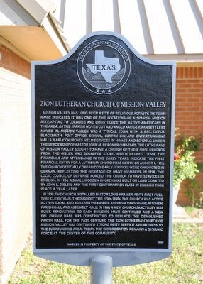 Zion Lutheran Church of Mission Valley Marker. Click for full size. Zion Lutheran Church of Mission Valley Marker image. Click for full size.