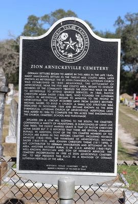 Zion Arneckeville Cemetery Marker image. Click for full size.