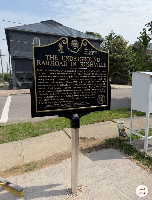 The Underground Railroad in Rushville side of the marker. Click for full size. The Underground Railroad in Rushville side of the marker image. Click for full size.
