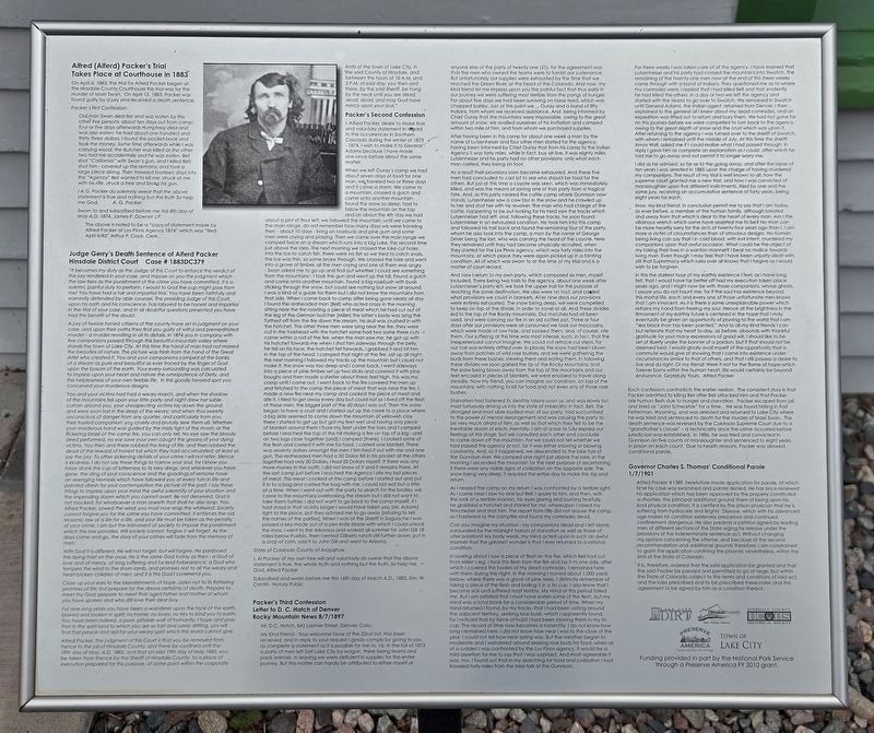 Alfred Packer's Trial Marker image. Click for full size.