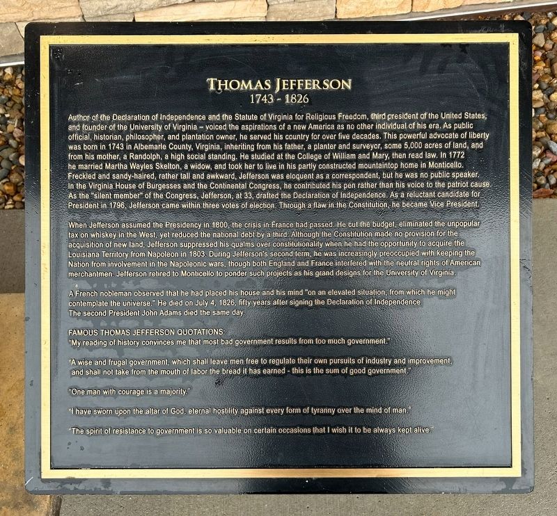 Thomas Jefferson Marker image. Click for full size.