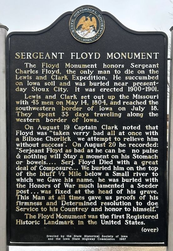 Sergeant Floyd Monument side of marker image. Click for full size.