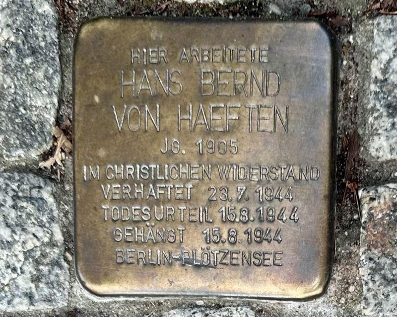 Hans Bernd von Haefen stolperstein image. Click for full size.