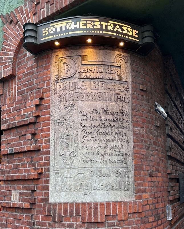 Paula Becker-Modersohn House dedication plaque image. Click for full size.
