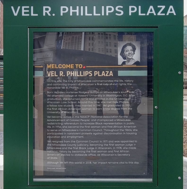 East panel: Welcome to Vel R. Phillips Plaza image. Click for full size.
