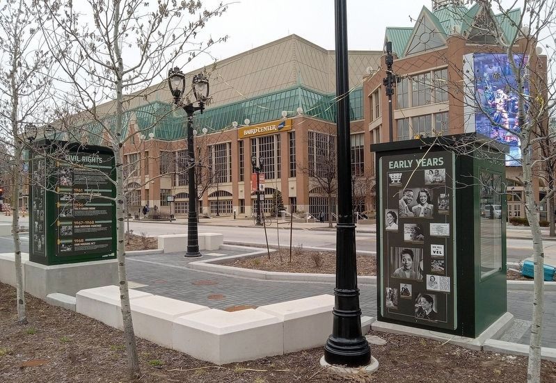 Early Life/Early Career/Early Years marker (right) at Vel R. Phillips Plaza image. Click for full size.