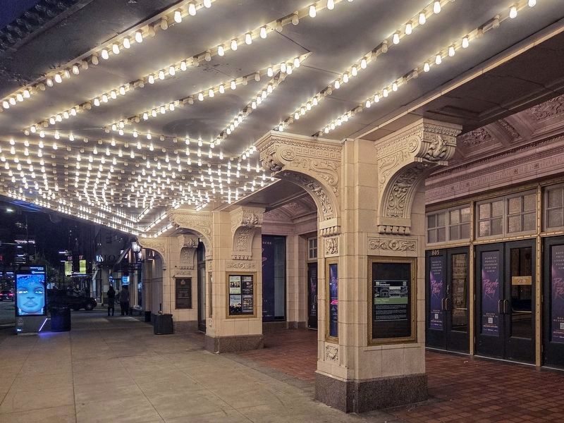 State Theatre Marker (right) on the closest pillar image. Click for full size.