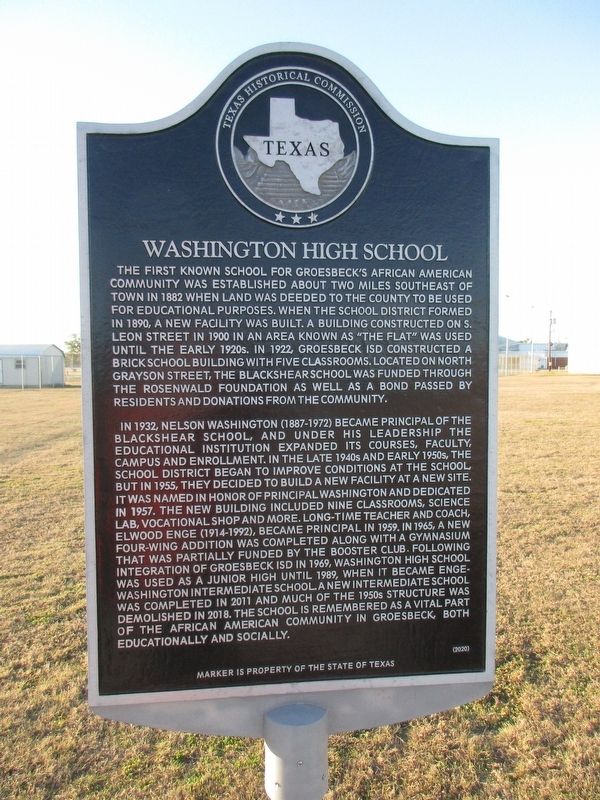 Washington High School Marker image. Click for full size.