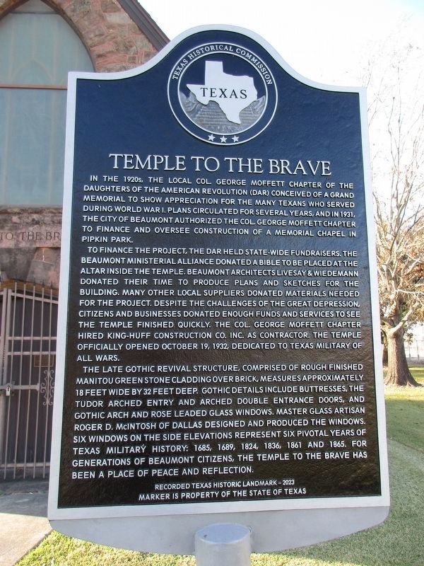 Temple to the Brave Marker. Click for full size. Temple to the Brave Marker image. Click for full size.