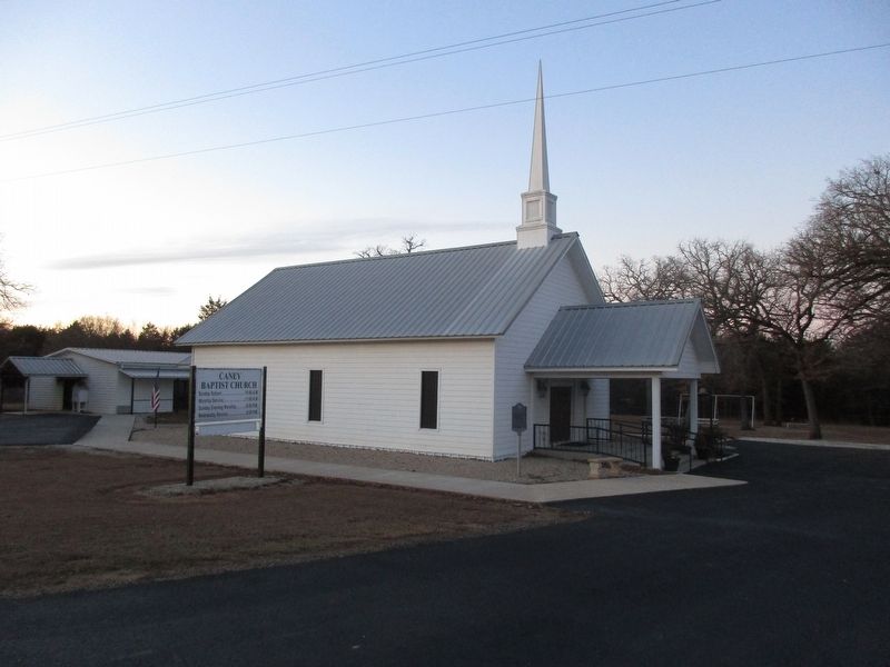 Caney Baptist Church and marker image. Click for full size.