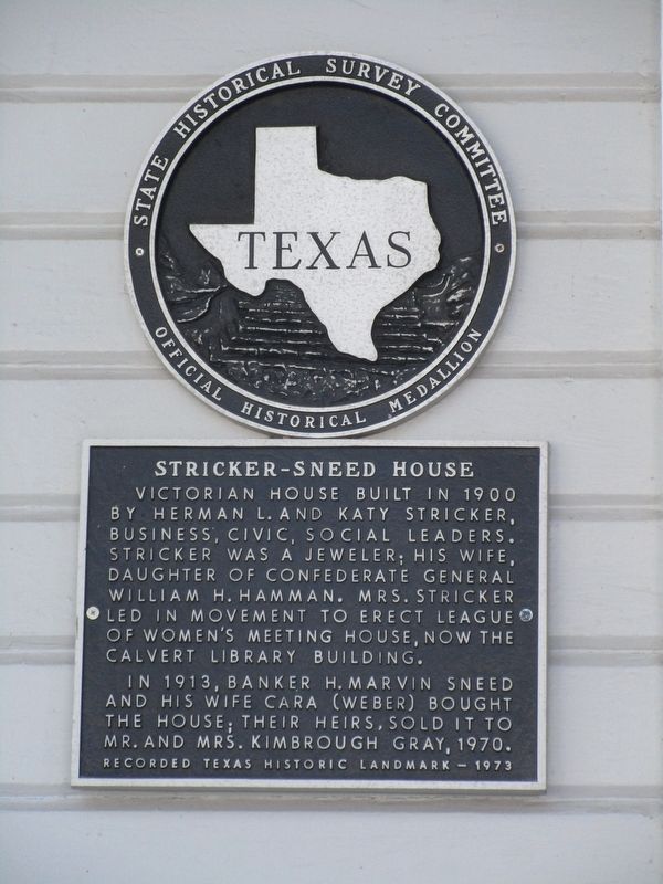 Stricker-Sneed House Marker image. Click for full size.
