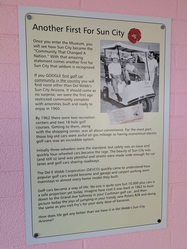 Another First for Sun City Marker. Click for full size. Another First for Sun City Marker image. Click for full size.