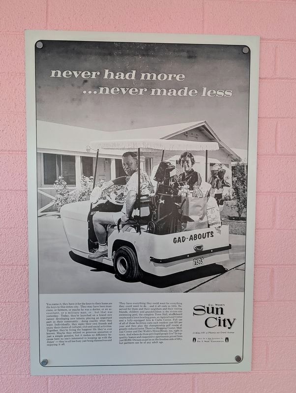 Another First for Sun City Marker. Click for full size. Another First for Sun City Marker image. Click for full size.