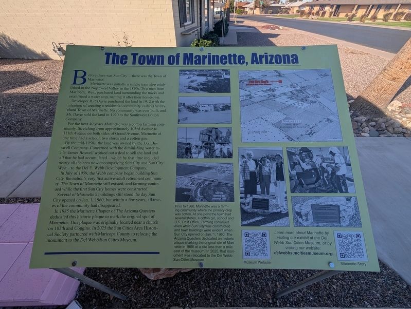 The Town of Marinette, Arizona Marker. Click for full size. The Town of Marinette, Arizona Marker image. Click for full size.