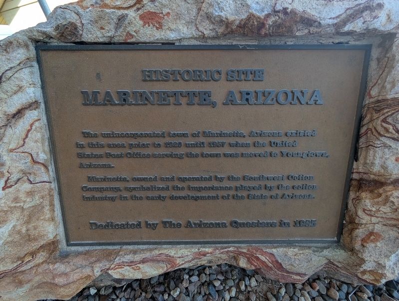 Marinette, Arizona Historic Site Marker. Click for full size. Marinette, Arizona Historic Site Marker image. Click for full size.