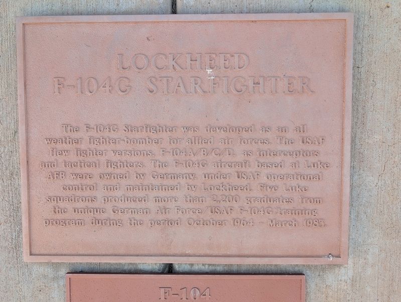 Lockheed F-104G Starfighter Marker. Click for full size. Lockheed F-104G Starfighter Marker image. Click for full size.