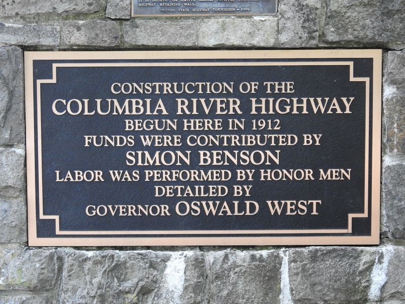 Construction of the Columbia River Highway Marker image. Click for full size.