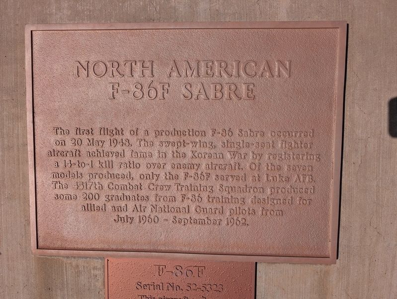 North American F-86F Sabre Marker. Click for full size. North American F-86F Sabre Marker image. Click for full size.
