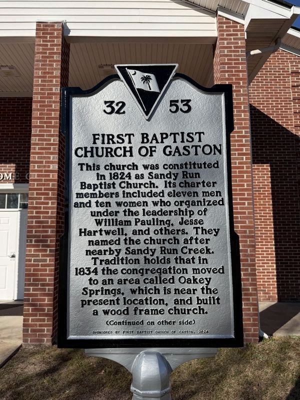 First Baptist Church of Gaston Marker image. Click for full size.