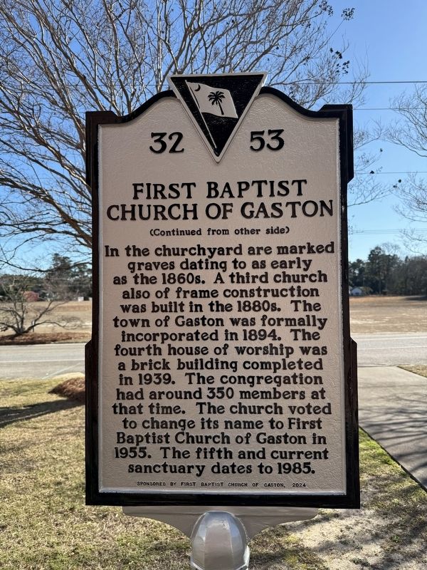 First Baptist Church of Gaston Marker image. Click for full size.