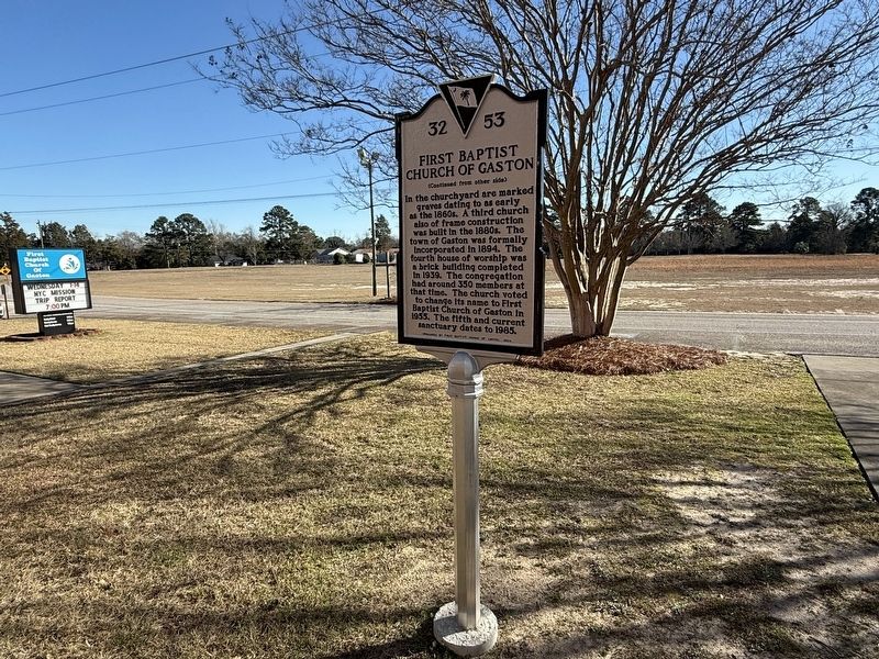First Baptist Church of Gaston Marker image. Click for full size.