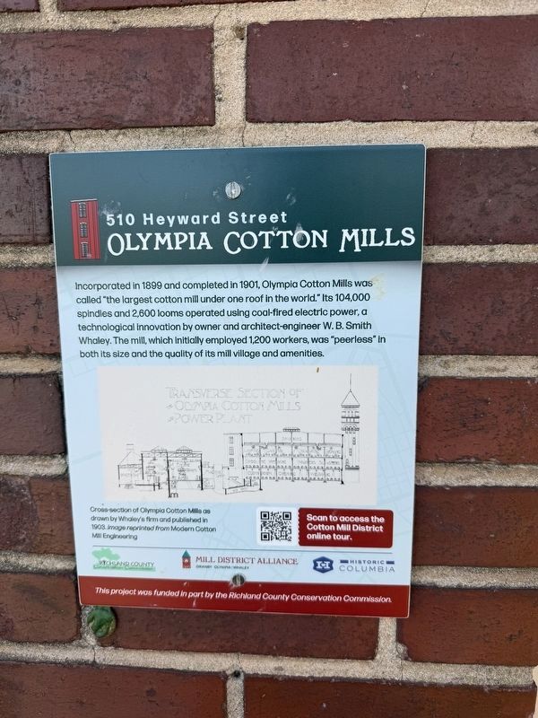 Olympia Cotton Mills Marker image. Click for full size.