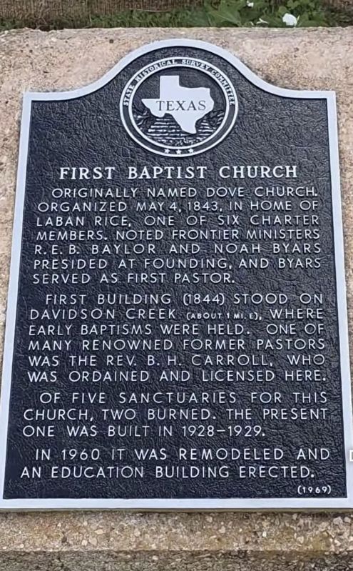 First Baptist Church Marker image. Click for full size.