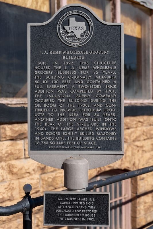 J. A. Kemp Wholesale Grocery Building Marker image. Click for full size.