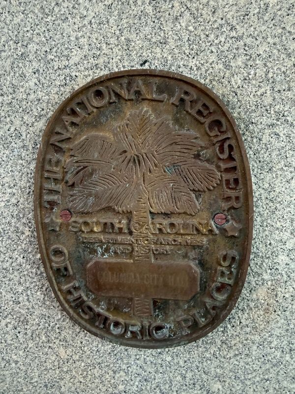 National Register of Historic Places plaque for Columbia City Hall. Click for full size. National Register of Historic Places plaque for Columbia City Hall image. Click for full size.