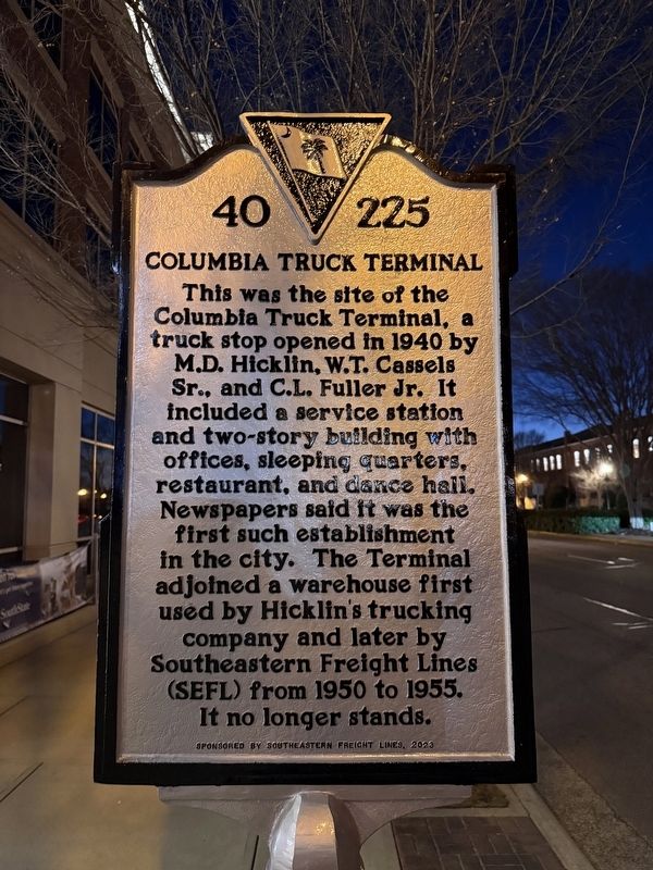 Columbia Truck Terminal side of the marker image. Click for full size.