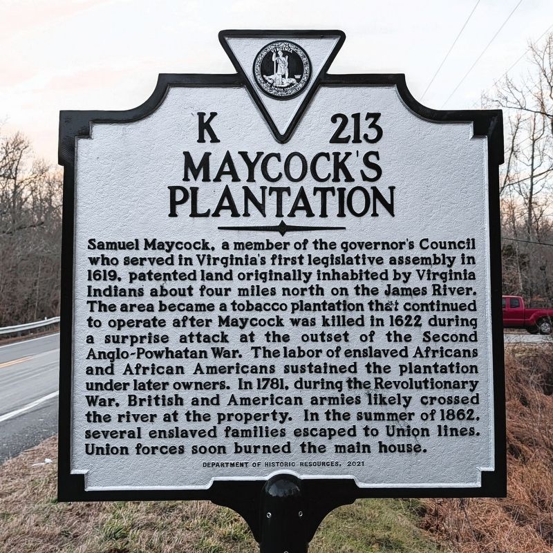 Maycock's Plantation Marker image. Click for full size.