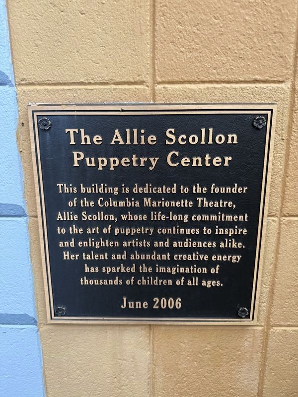 The Allie Scollon Puppetry Center Marker. Click for full size. The Allie Scollon Puppetry Center Marker image. Click for full size.