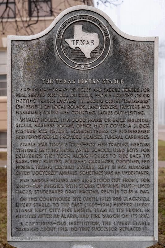 The Texas Livery Stable Marker. Click for full size. The Texas Livery Stable Marker image. Click for full size.