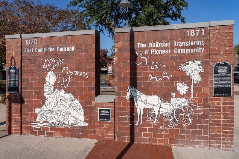 The Railroad Transforms a Pioneer Community Marker. Click for full size. The Railroad Transforms a Pioneer Community Marker image. Click for full size.