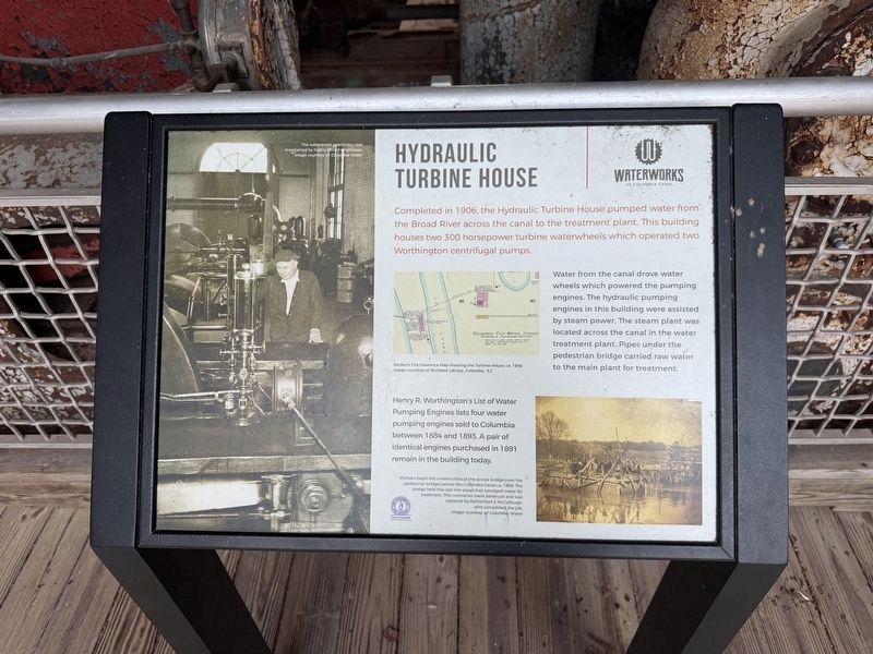 This plaque is inside the Hydraulic Turbine House. Click for full size. This plaque is inside the Hydraulic Turbine House image. Click for full size.