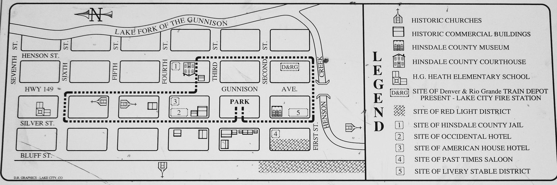 Marker detail: Lake City Historic Loop Map image. Click for full size.