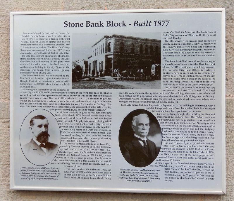 Stone Bank Block � Built 1877 Marker image. Click for full size.