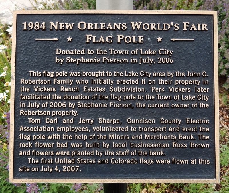 1984 New Orleans World's Fair Flag Pole Marker image. Click for full size.