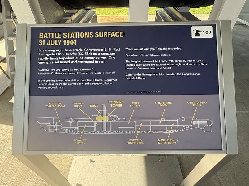 Battle Stations Surface! 31 July 1944 Marker image. Click for full size.