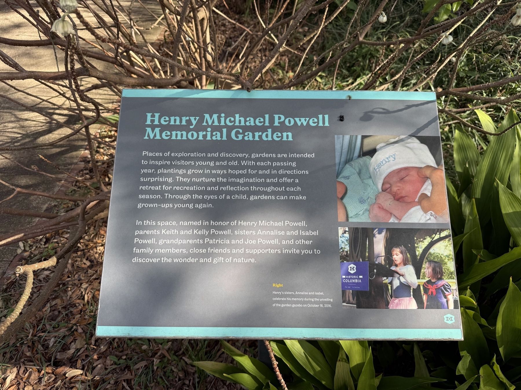 Henry Michael Powell Memorial Garden dedication. Click for full size. Henry Michael Powell Memorial Garden dedication image. Click for full size.