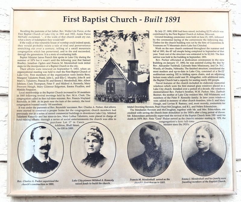 First Baptist Church � Built 1891 Marker image. Click for full size.