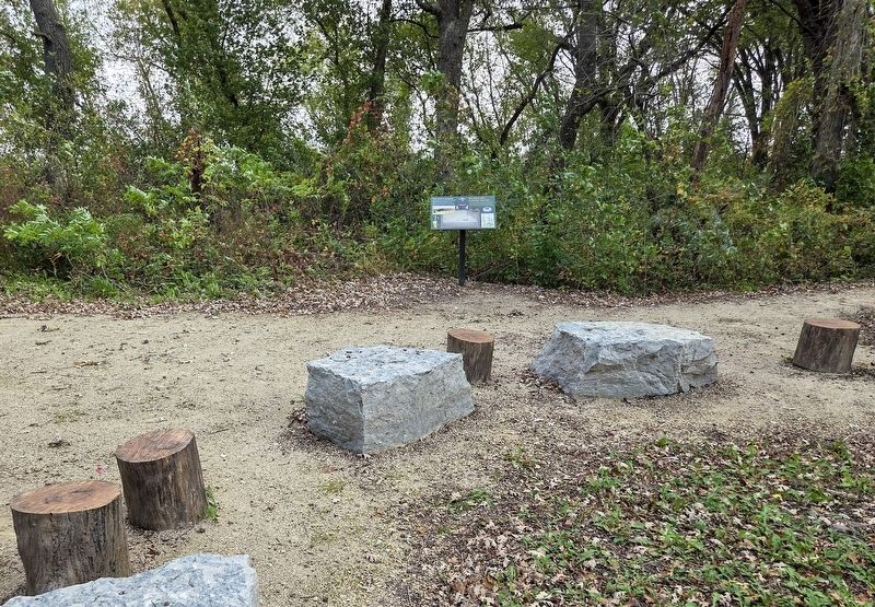 Marker just south of the council circle at the Grand Meadow Chert Quarry image. Click for full size.