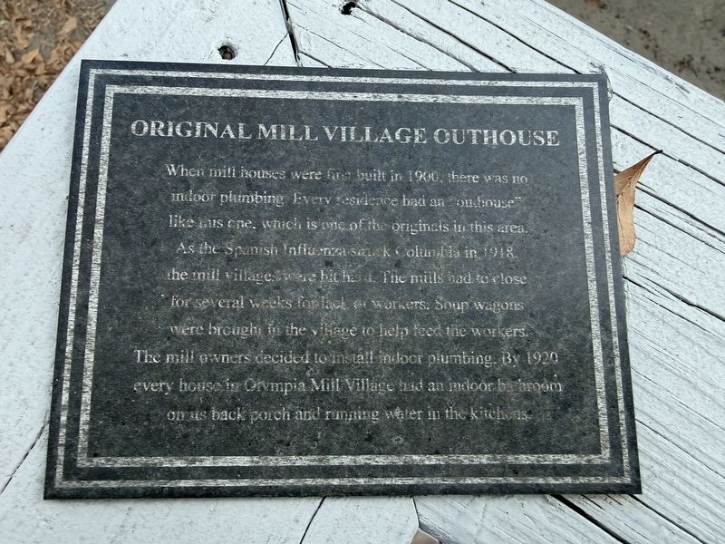 Original Mill Village Outhouse Marker image. Click for full size.
