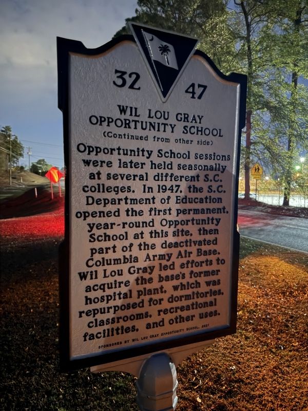 Wil Lou Gray Opportunity School Marker. Click for full size. Wil Lou Gray Opportunity School Marker image. Click for full size.
