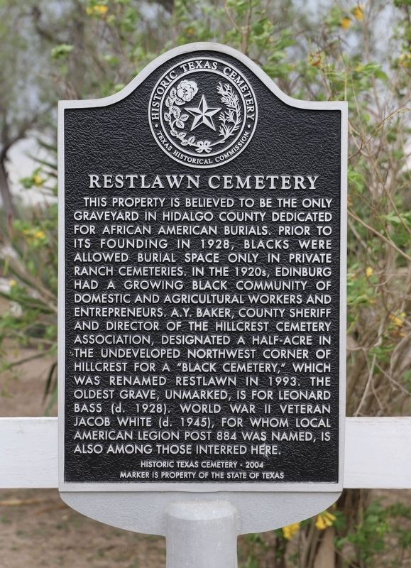 Restlawn Cemetery Marker image. Click for full size.