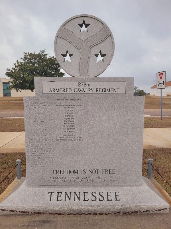 278th Armored Cavalry Regiment Marker - Reverse Side image. Click for full size.