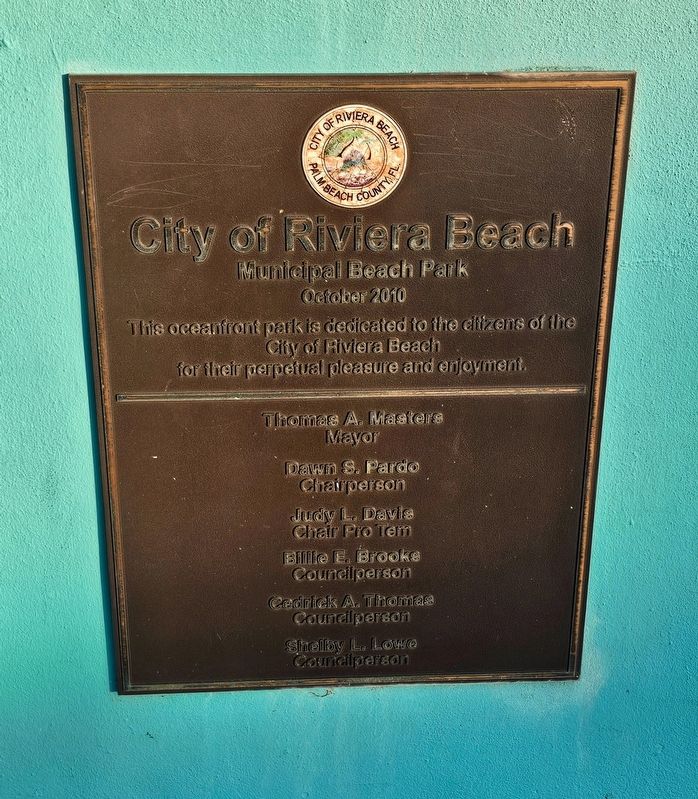 City of Riviera Beach Dedication image. Click for full size.